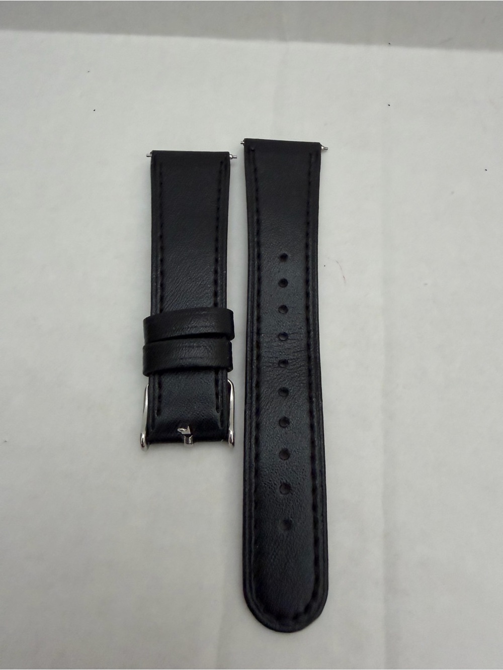 Versa Lite Black Leather Watch Strap for Women with Silver Buckle